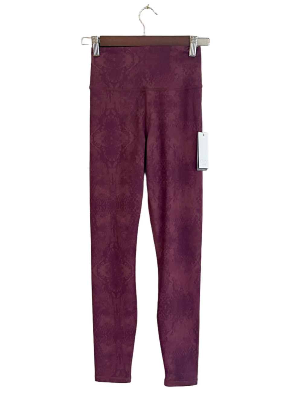 Z Supply Python 7/8 Leggings Womens Small Berry Wine Snake Print High Rise NWT